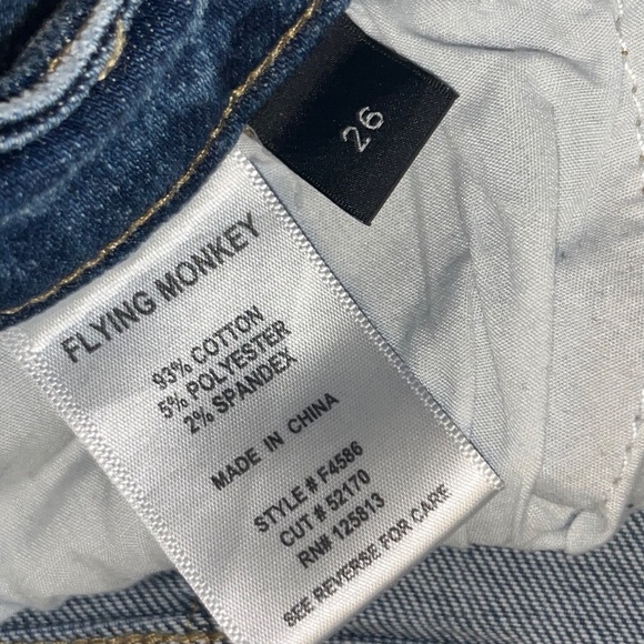 Flying Monkey Distressed Flare Jeans Size 26 Raw Hem - Picture 4 of 10